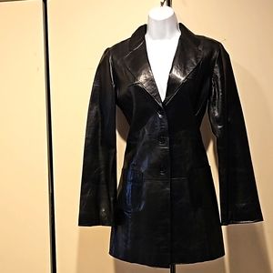 Karen Kane black leather coat. Size Small.